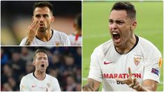 Sevilla akan menghadapi Inter Milan pada laga final Liga Europa 2019/2020 ini. Berjumpa dengan Inter Milan, Sevila memiliki sejumlah pemain yang mampu menghacurkan mimpi wakil Italia itu untuk meraih trofi juara Liga Europa musim ini. (kolase foto AFP)