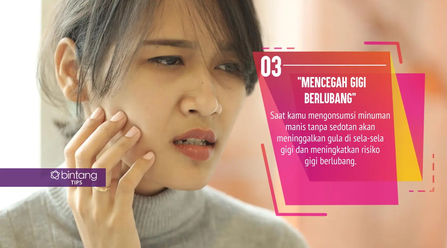 Ini keuntungan kalau kamu minum pakai sedotan. (Foto: Daniel Kampua, Digital Imaging: Nurman Abdul Hakim/Bintang.com)