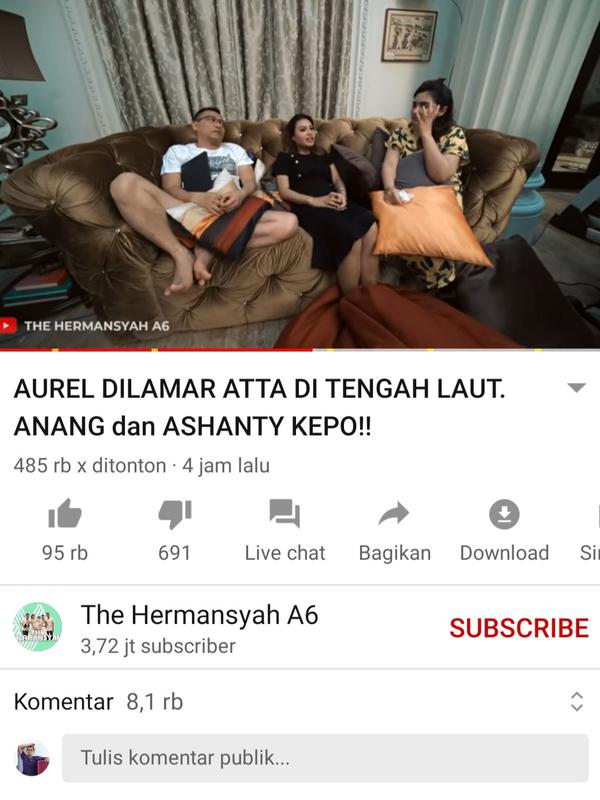 Unggahan Aurel Hermansyah. (Foto: YouTube The Hermansyah A6)