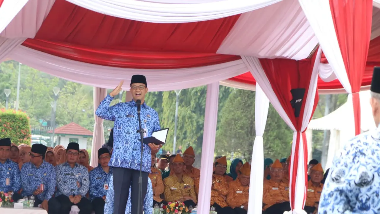 Anies Baswedan pidato di Upacara Peringatan Hari IKADA (Dok. Humas Pemprov DKI)