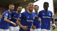 Richarlison mencetak dua gol pada laga resmi pertamanya untuk Everton. (doc. Everton FC)