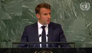 Presiden Prancis Emmanuel Macron di Sidang Umum PBB 2022. Dok: UN Web TV