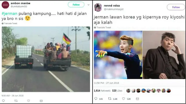 Banyak warganet ikut menanggapi kekalahan timnas Jerman melalui cuitan-cuitan kocak di Twitter.