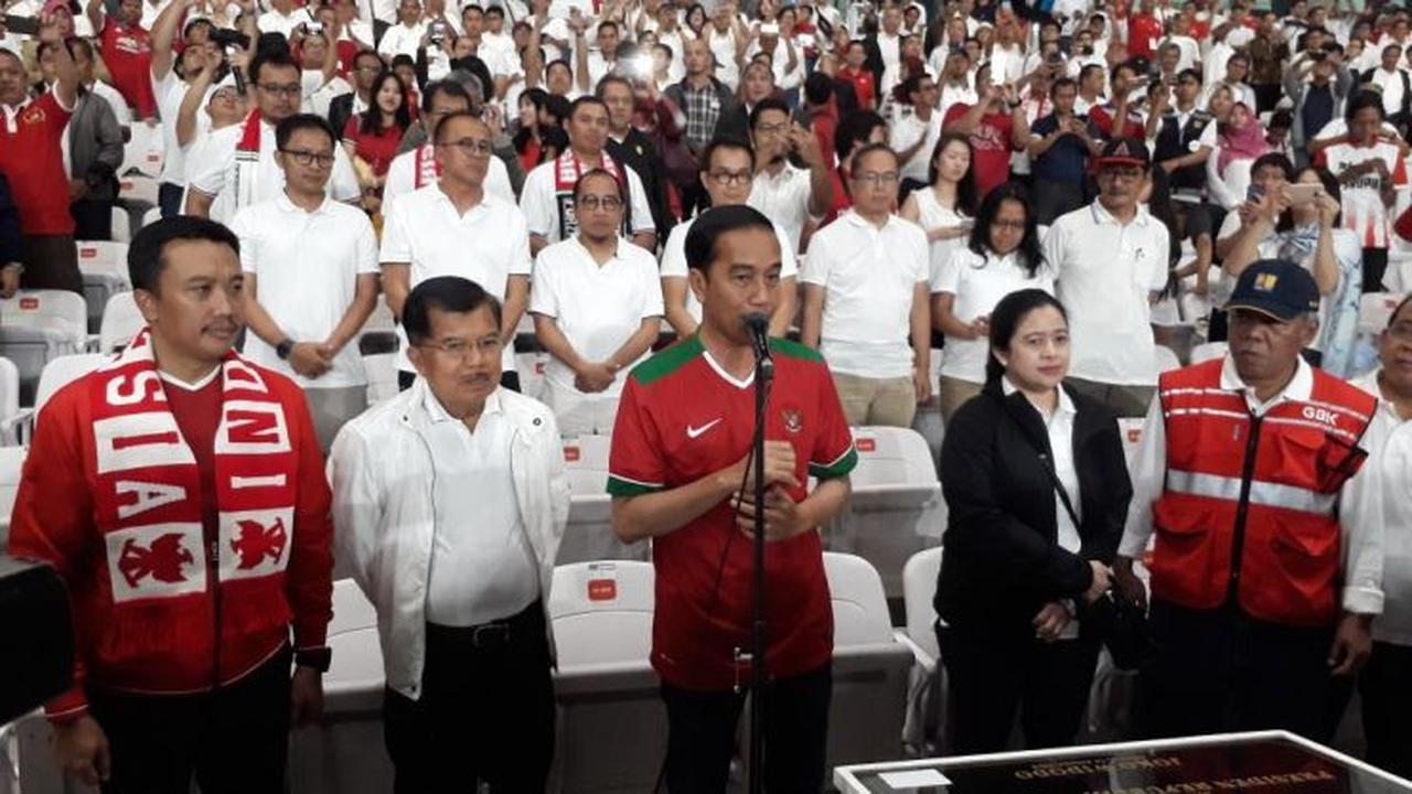 Presiden Joko Widodo (Jokowi) meresmikan Stadion Utama Gelora Bung Karno (SUGBK) pada Senin, (14/1/2018) malam. (Deny/Liputan6.com)
