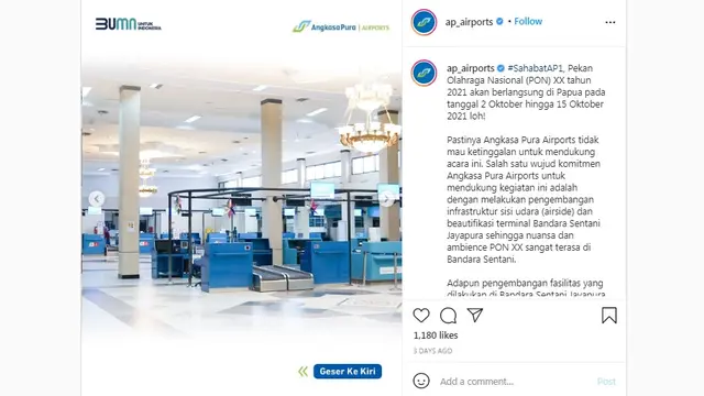 Pengembangan Fasilitas Bandara Sentani Jelang PON XX Papua 2021