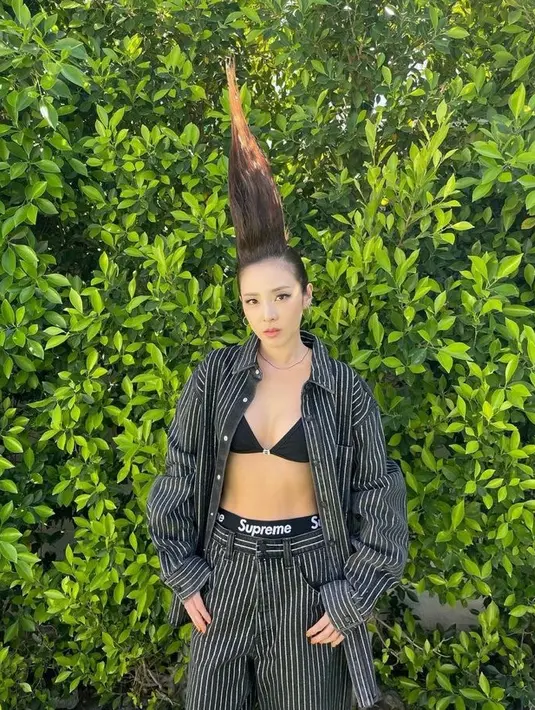 Pasalnya, Dara menampilkan kembali rambut jambul ikoniknya sejak era lagu legend 2NE1, “I’m The Best”. (Instagram/daraxxi).