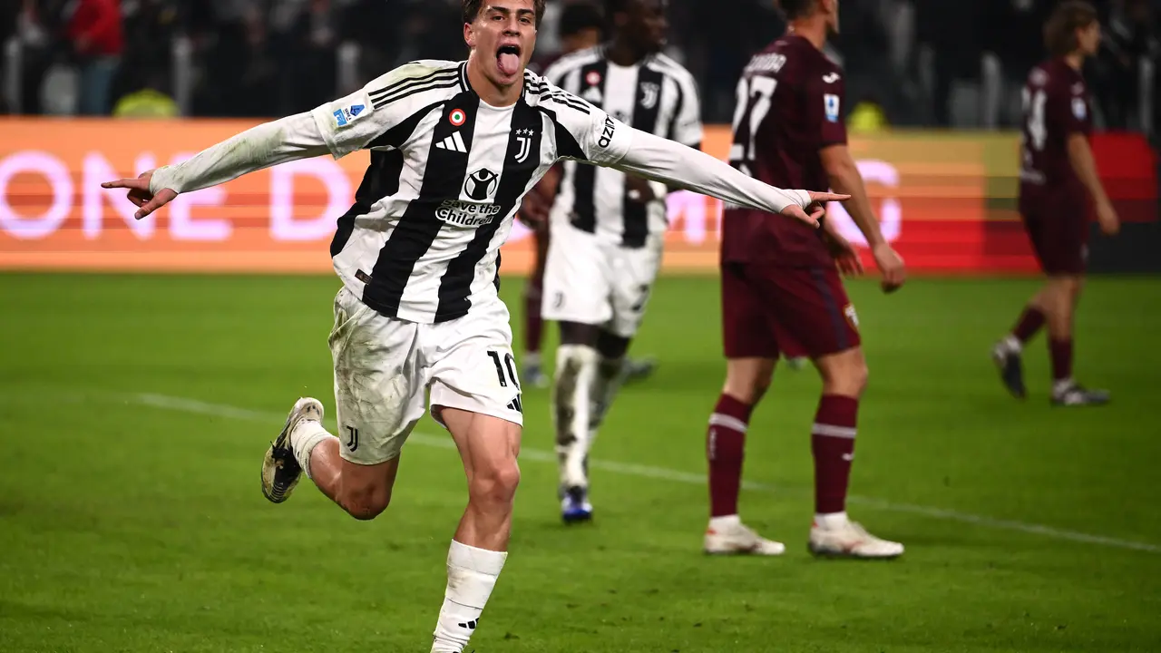 Seleberasi pemain Juventus Kenan Yildiz saat melawan Torino di Liga Italia