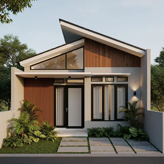 Gambar Rumah Minimalis Atap Miring ke Belakang