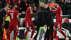 Selebrasi Hugo Ekitike saat Liverpool menang atas Brighton (AFP)