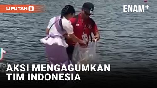 VIDEO: Salut! Tim Indonesia Kedapatan Kumpulkan Sampah di Venue SEA Games 2023