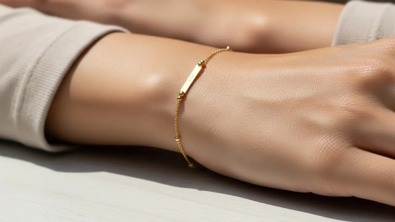 9 Gelang Emas Kombinasi Rantai dan Plat Kecil, Tampil Elegan Setiap Hari