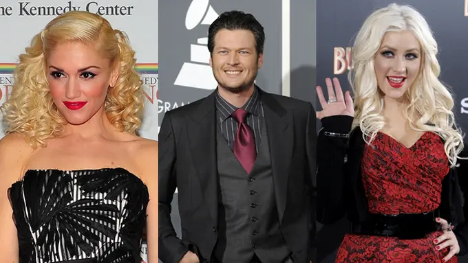 Gwen Stefani, Blake Shelton, dan Christina Aguilera