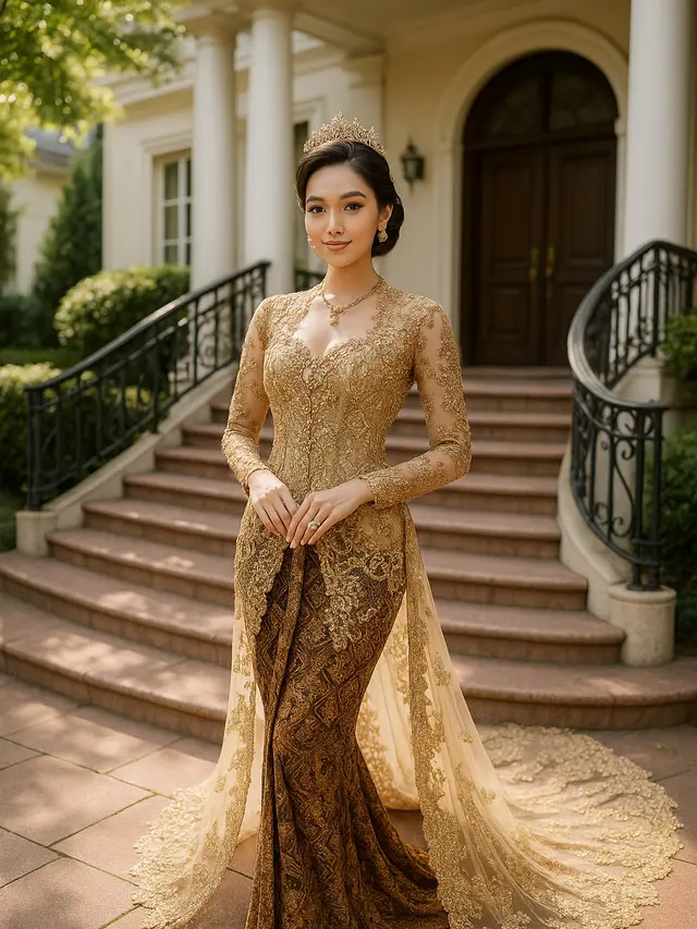 Model Kebaya Ekor Panjang Kekinian