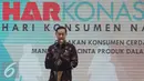 Menteri Perdagangan Thomas Lembong memberikan sambutan dalam acara Harkonas2016 di Jakarta, Selasa (26/4). Peringatan Harkonas tahun ini mengambil tema konsumen cerdas mandiri dan cinta produk dalam negeri. (Liputan6.com/Faizal Fanani)