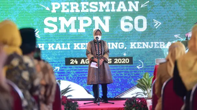 Potret Gedung SMPN 60 Surabaya Terapkan Protokol COVID-19. (Sumber: Twitter/Banggasurabaya)