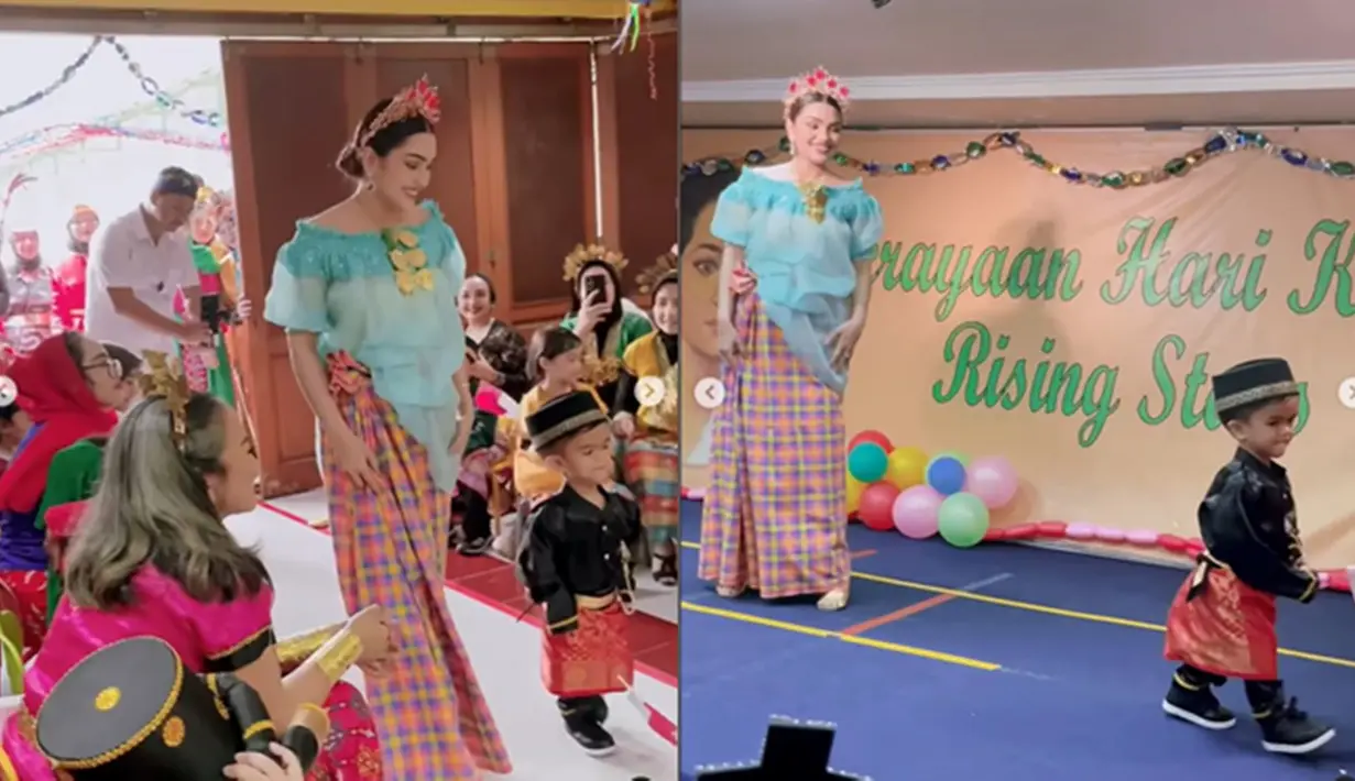 Dalam acara tersebut, Nurah dan Razeen seperti berjalan di catwalk saat menuju panggung. Sepanjang jalan, Nourah pun tak berhenti tersenyum. Sementara itu, Razeen melangkah dengan penuh percaya diri dan semangat. Warganet pun mengaku gemas melihat aksinya. (Liputan6.com/IG/@nourahsheivirah)