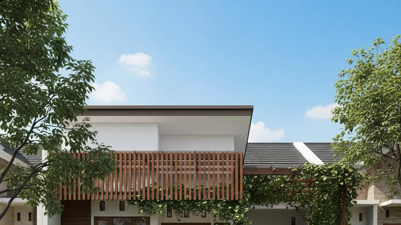 Rumah Atap Datar Modern Gaya Kontemporer. Gemini