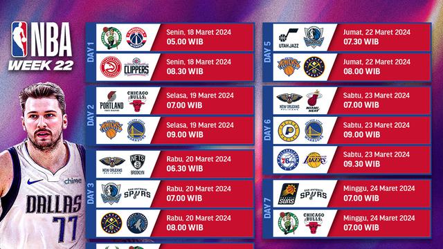 Jadwal NBA Week 22