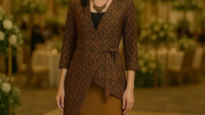 Model Cardigan Brokat Tali Samping (created by AI)