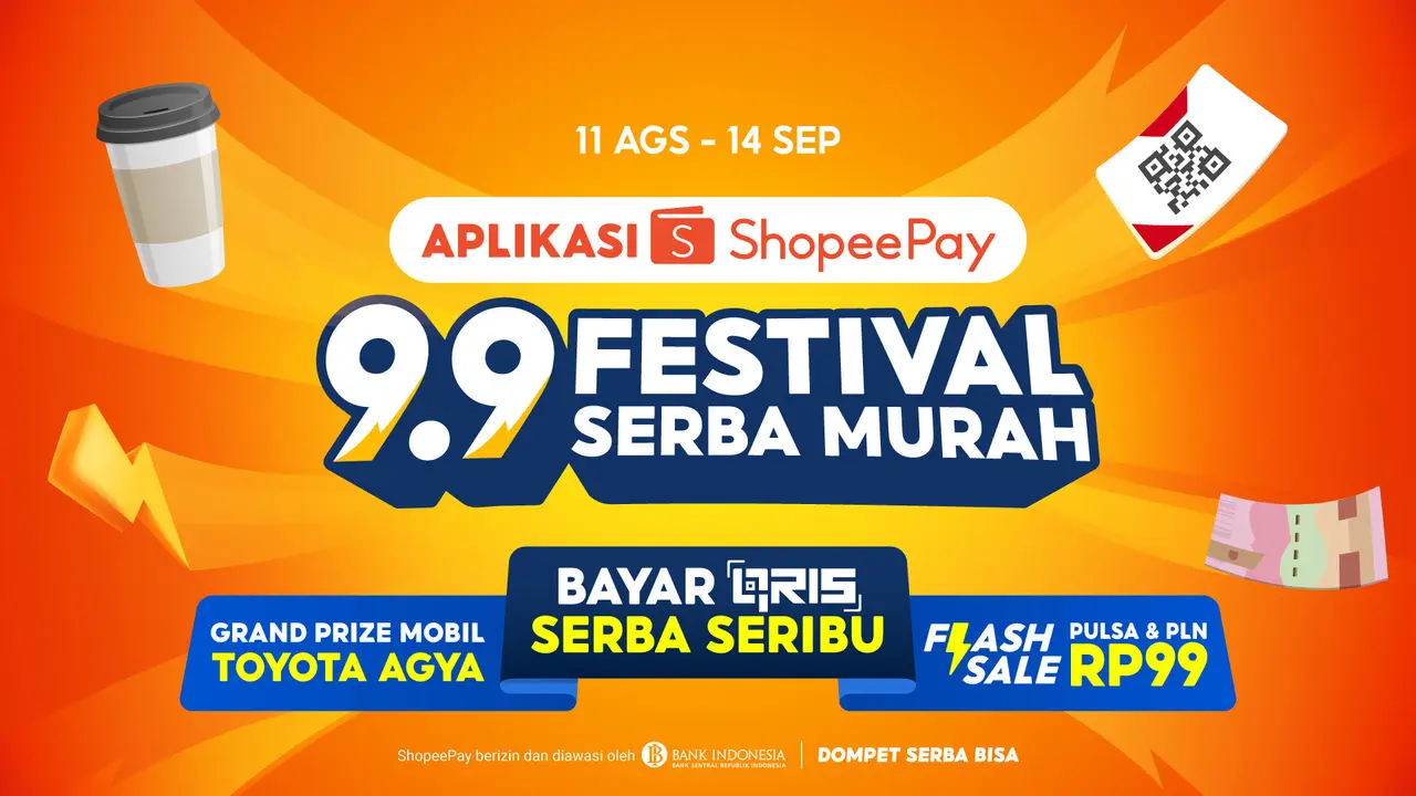 ShopeePay 9.9 Festival Serba Murah: Bayar QRIS Cuma Rp1.000, Pulang-Pulang Bisa Bawa Toyota Agya!