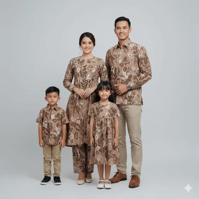Model Sarimbit Batik Keluarga Model Tunik dan Kemeja Formal Modern. Gemini