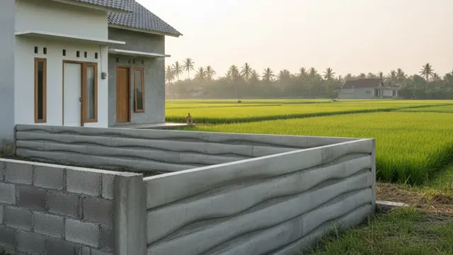 Model Pagar Tembok Rendah Anti Ular Sawah di Rumah Pedesaan