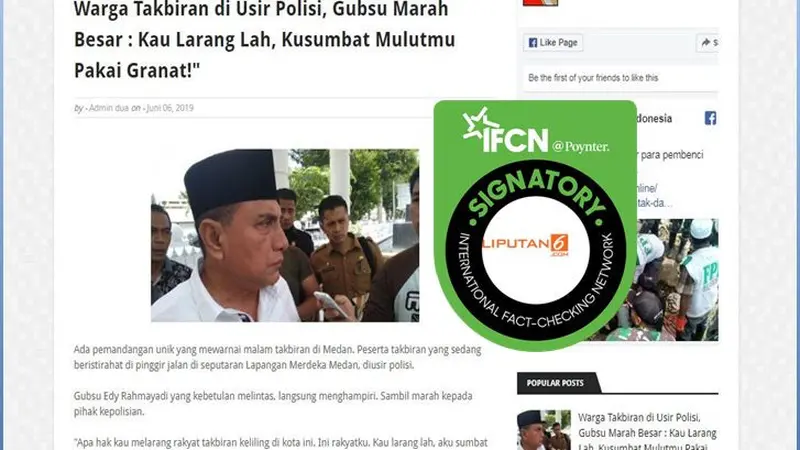 [Cek Fakta] Gubernur Sumatera Utara Edy Rahmayadi