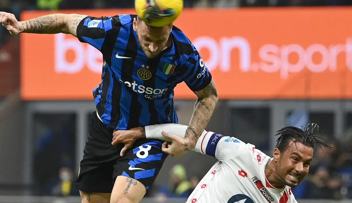 Menjamu Monza pada pekan ke-28 Serie A Italia di Stadion Giuseppe Meazza, Inter Milan bermain agresif sejak menit awal pertandingan. (Isabella BONOTTO/AFP)