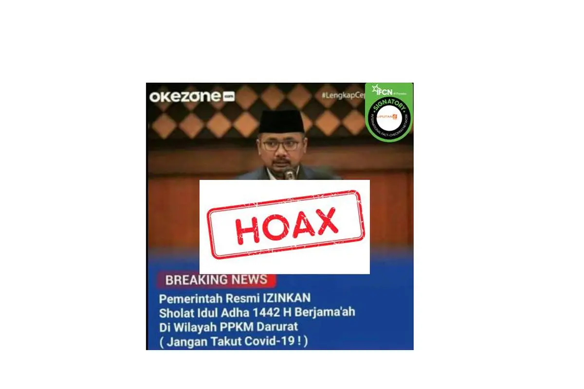 Cek Fakta Menag izinkan sholat Idul Adha