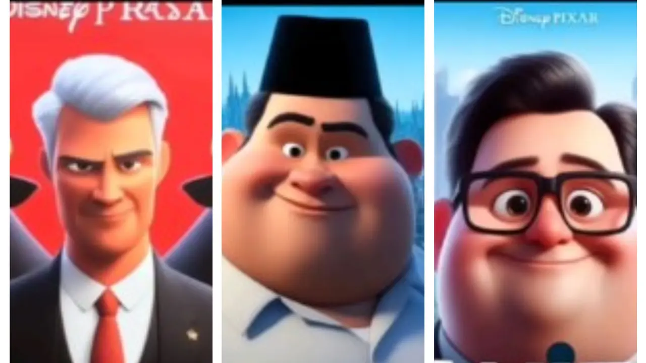 6 Potret Capres Cawapres 2024 Ala Disney Pixar