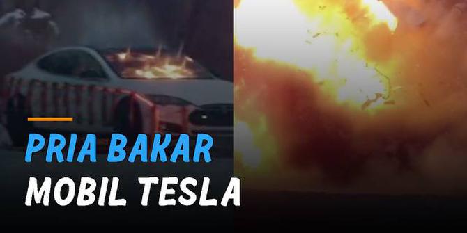 VIDEO: Biaya Ganti Baterai Mahal, Pria Lebih Memilih Bakar Mobil Tesla