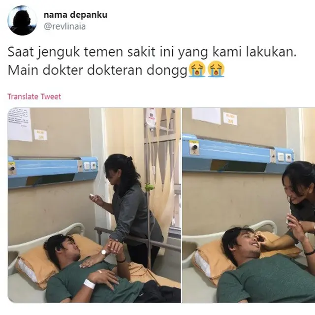 momen nyeleneh saat jenguk teman
