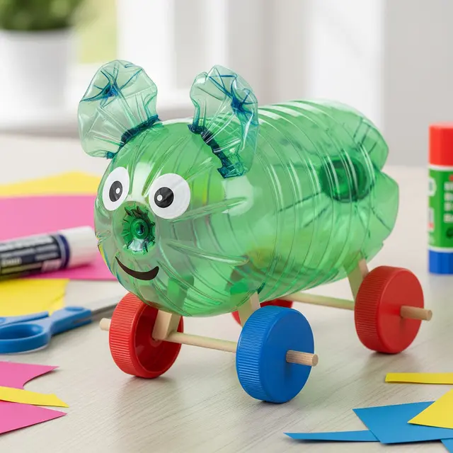 Mainan Anak dari Botol Plastik Bekas (Image by Gemini AI)