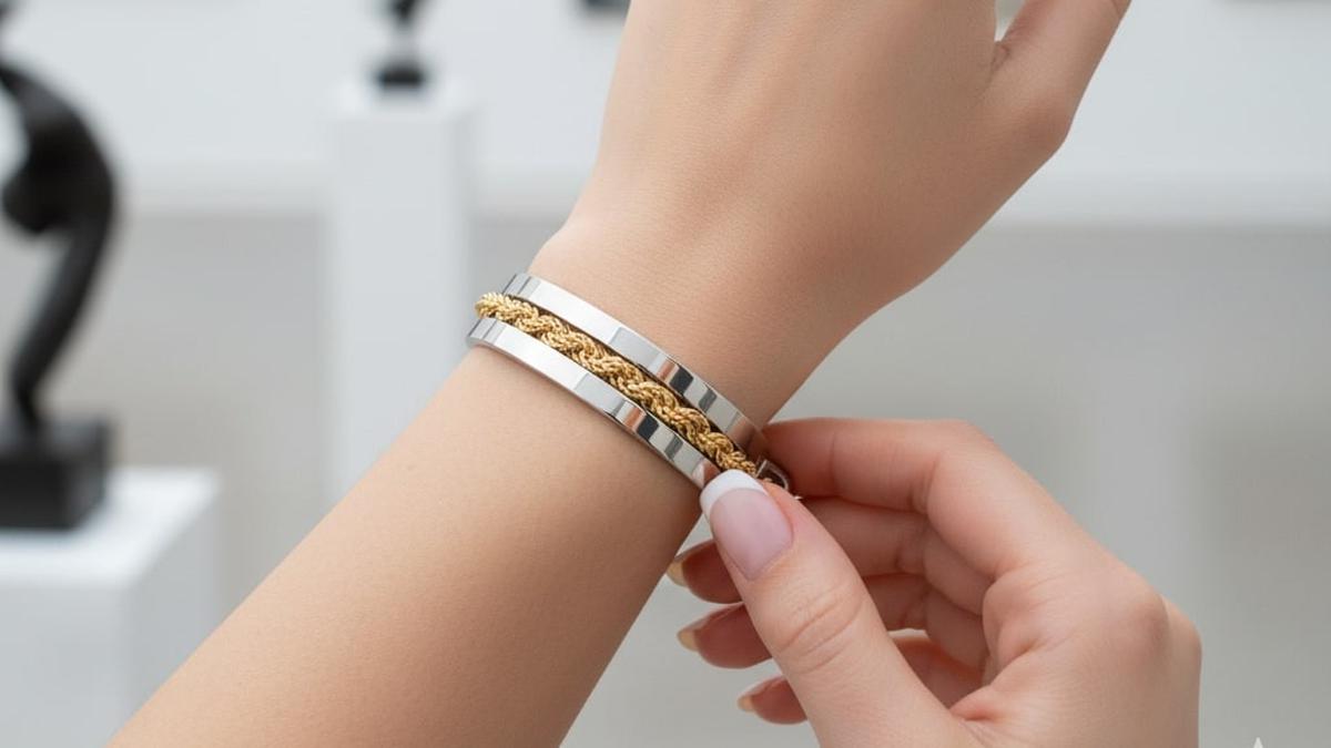 Tampil Stylish dengan 7 Rekomendasi Gelang Emas Rantai Pasir Kombinasi Perak Gaya Modern Kekinian 2025