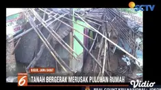 Puluhan rumah warga Nanggung, Bogor, rusak akibat tanah bergerak disertai longsor.