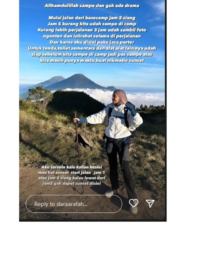 10 Potret Dara Arafah Pertama Kali Mendaki Gunung Prau, Penuh Kesan