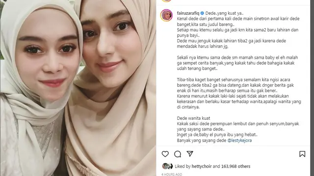 Dukungan untuk Lesti Kejora dari rekan selebriti. (Foto: Instagram/fairuzarafiq)