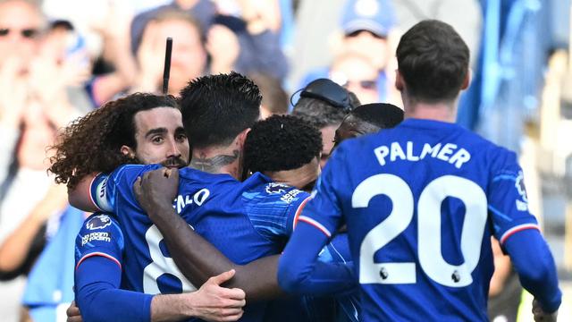 Selebrasi pemain Chelsea ketika mengalahkan Tottenham