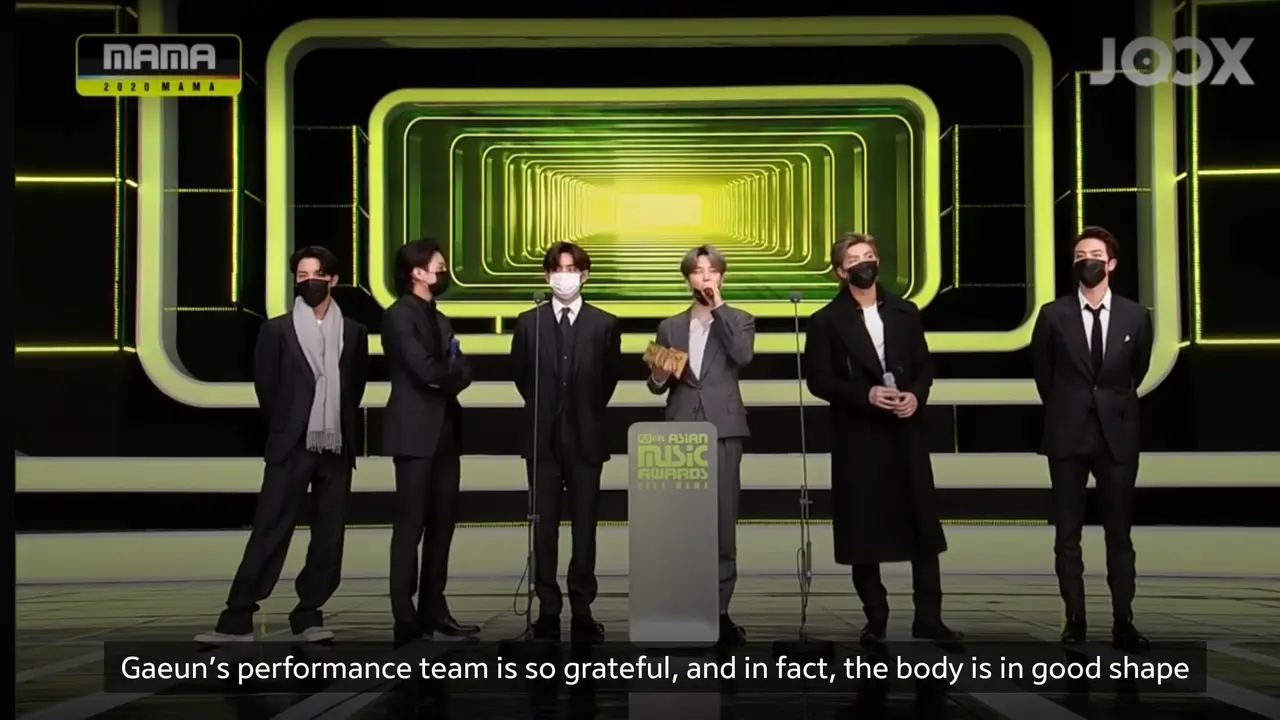 BTS dalam MAMA 2020.  (Foto: Tangkapan layar, perkenan dari Joox)