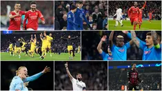 Foto kolase delapan tim yang lolos ke babak perempat final Liga Champions 2022/2023. (AP Photo/Armando Franca/Alastair Grant/Matthias Schrader/Alastair Grant/Dave Thompson/Luis Vieira/Bernat Armangue/Gregorio Borgia)