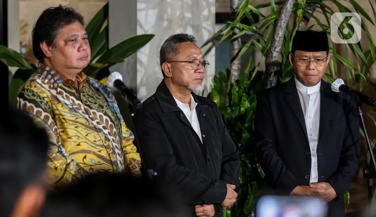 Airlangga mengklaim meskipun terdapat perbedaan suara di dalam koalisi, hubungan antara ketiga partai masih tetap harmonis. (Liputan6.com/Johan Tallo)