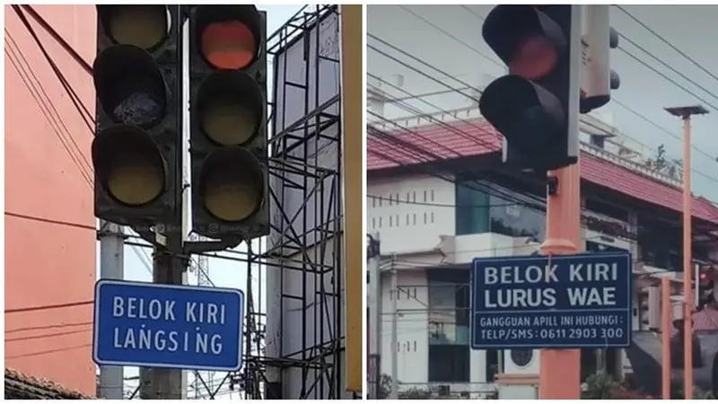 6 Potret Rambu Peringatan Nyeleneh di Lampu Lalu Lintas Ini Bikin Bingung