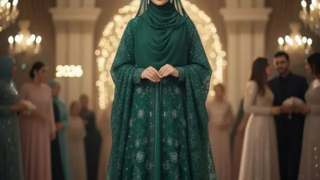 Gamis Abaya Dubai dengan Detail Premium (Image by Gemini AI)