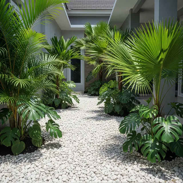 6 Taman Kering dengan Batu Koral Putih, Halaman Rumah Minimalis