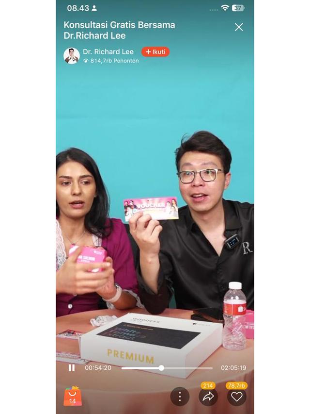 Capture Shopee Live dr. Richard Lee.