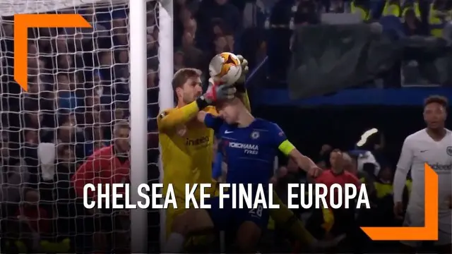 Chelsea memenangi pertandingan melalui adu penalti dengan skor 4-3 saat melawan Eintracht Frankfurt pada laga leg kedua semifinal Liga Europa 2018-2019 di Stamford Bridge, Kamis (9/5/2019).