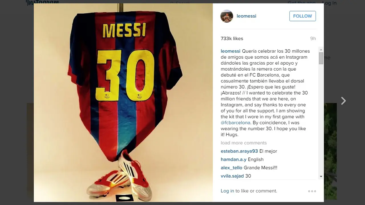 Messi 30 juta followers