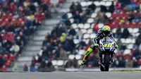 Valentino Rossi, tahun lalu memetik hasil manis dengan menjadi juara di MotoGP Assen. (GIUSEPPE CACACE / AFP)