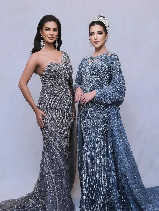 Tasya Farasya membagikan potret terbarunya bersama Vina Anggi Sitorus, juara kedua Miss Universe Indonesia 2023. Keduanya tampil penuh pesona mengenakan gaun malam yang berkilauan. [Foto: Instagram/tasyafarasya]