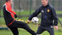 Wayne Rooney dan David Moyes (PAUL ELLIS/AFP)
